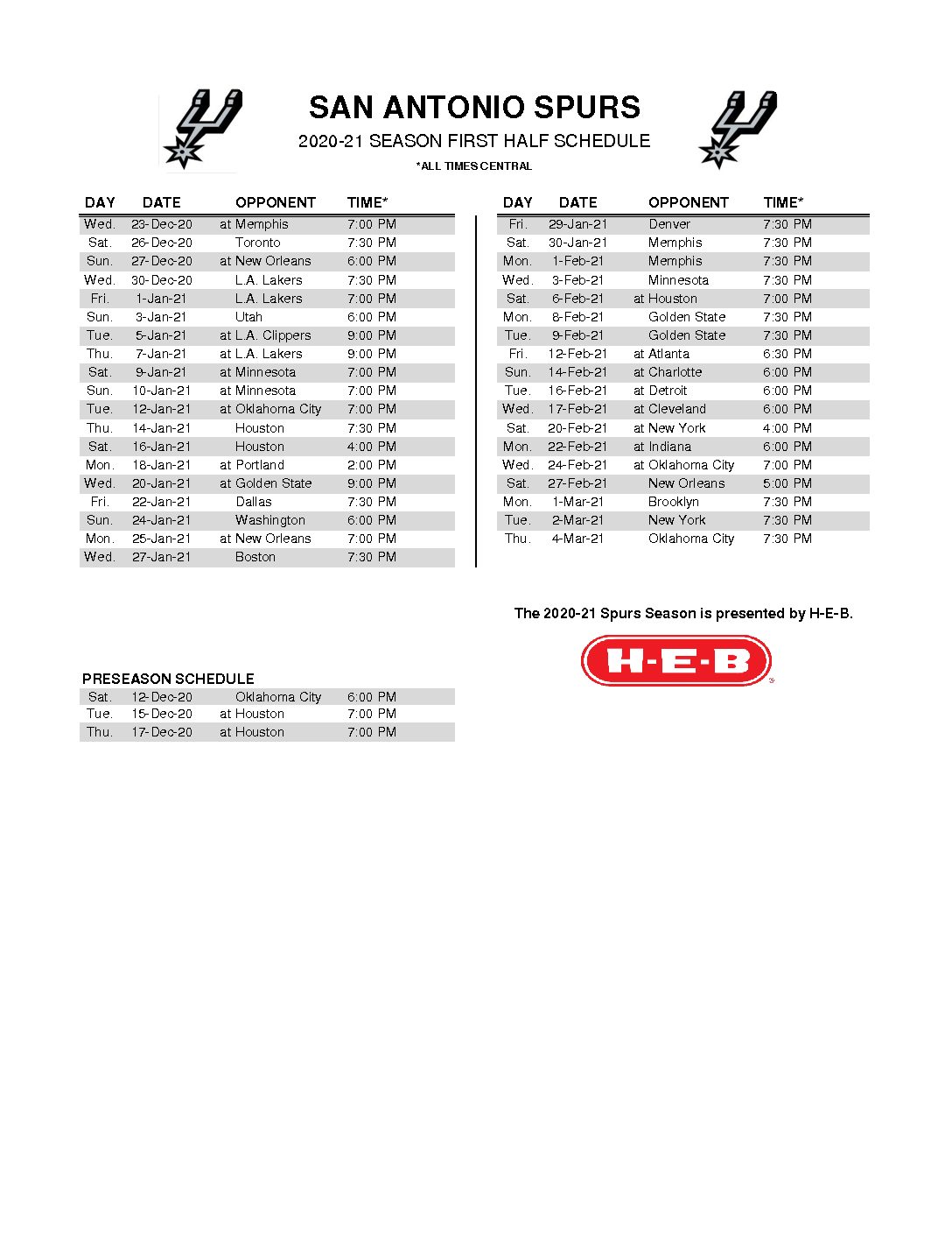 Printable Los Angeles Lakers schedule, TV schedule for 2020-21 season  (updated for 2nd half) - Interbasket