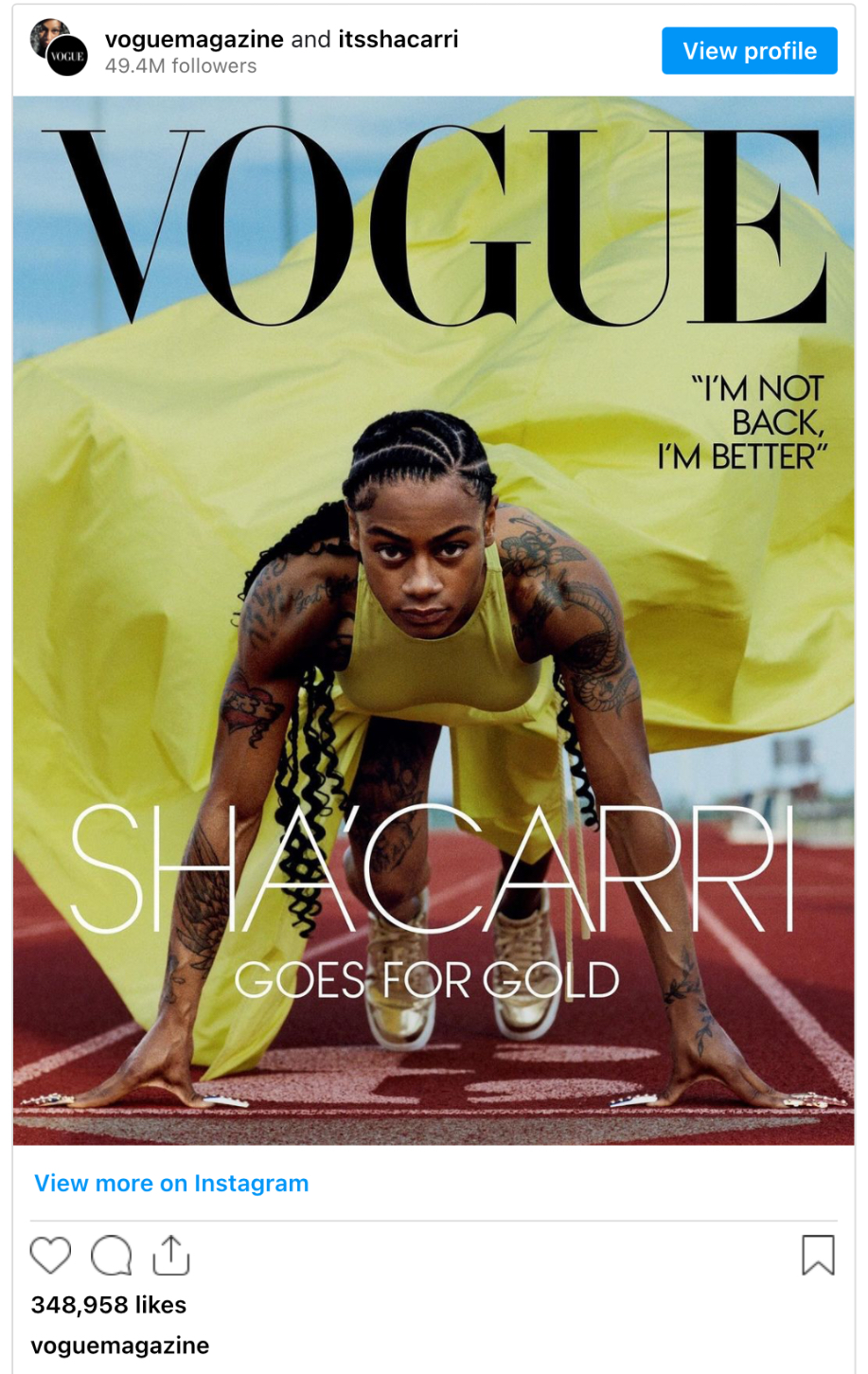 Sha’Carri Richardson Vogue