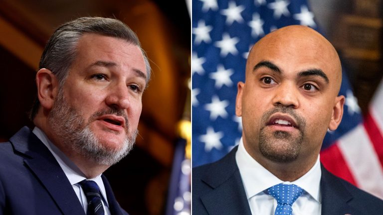 Sen. Ted Cruz and Rep. Colin Allred. Getty, AP