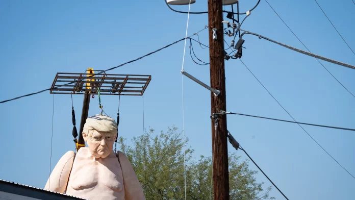 Statue depicting Donald Trump seen on Oct. 3, 2024, in downtown Phoenix. Megan Mendoza/The Republic