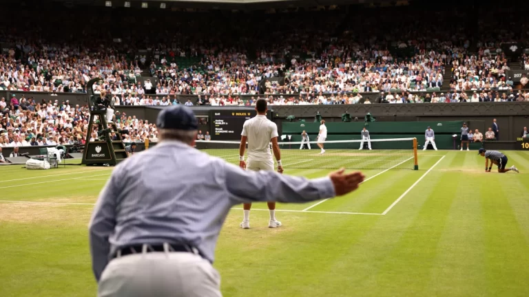 Line judges are being replaced at Wimbledon by ELC. Julian Finney/Getty Images/File