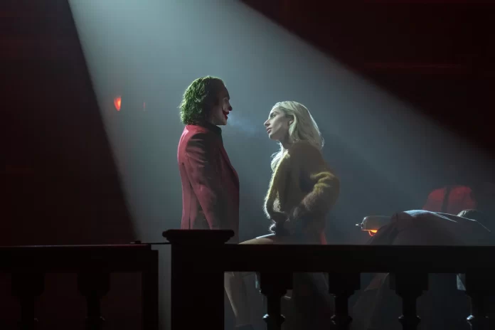 Joaquin Phoenix and Lady Gaga in a scene from 