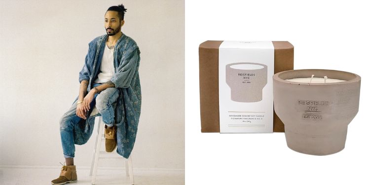 LEFT: Reisfield NYC founder and CEO, Reis Chester.  RIGHT: Handmade Cement Highly Scented Candles, Oprah's Favorite Things 2024