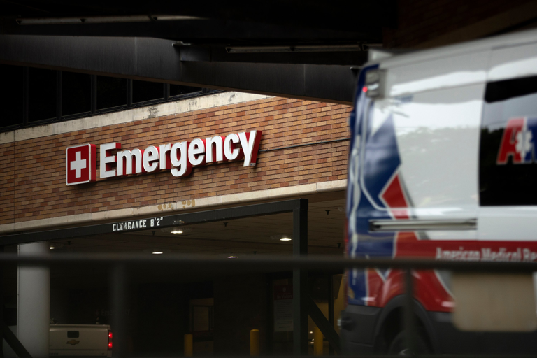 The emergency drop-off at St. David’s Medical Center in Austin on March 30, 2020. Photo by Miguel Gutierrez Jr./The Texas Tribune.