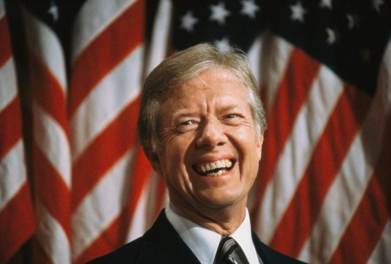 U.S. President Jimmy Carter attends a town hall meeting held at North High School in Torrance, California, on September 22, 1980. Diana Walker/Getty Images