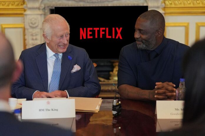 Charles and Idris Elba attending an event for The King’s Trust (Yui Mok/PA)