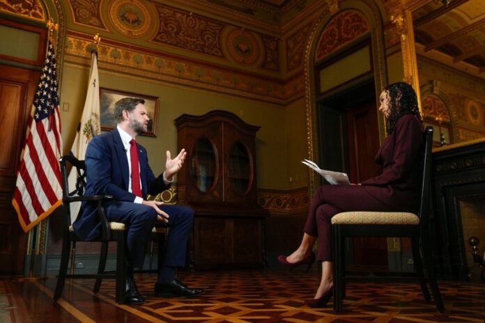 Vice President JD Vance speaks with USA TODAY White House Correspondent Francesca Chambers in Washington, D.C., on August 27, 2025. Jack Gruber, USA TODAY