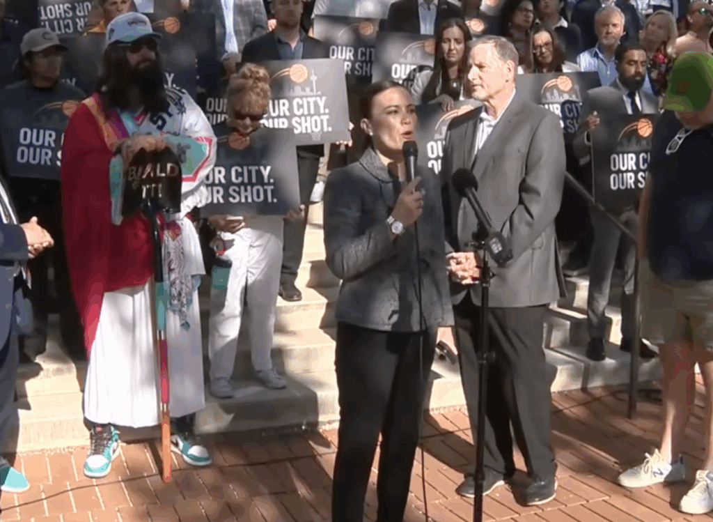 Mayor Gina Ortiz Jones Urges Residents to Demand an Independent Economic Study for the Spurs Arena on Wednesday Morning on the steps of City Hall | SA Observer 
