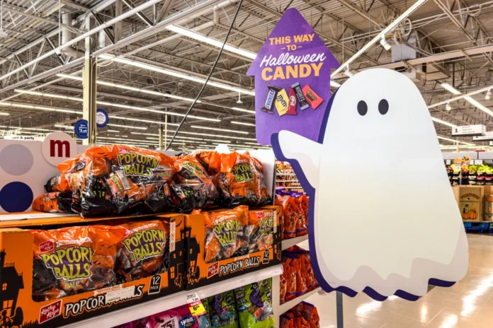 Halloween candy in a grocery store in Carmel, Ind., on Oct. 20. The average price of a bag of Halloween candy has increased at three times the rate of inflation in the past five years. Michael Conroy / AP