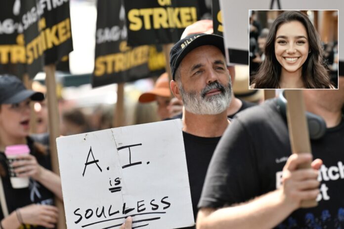 Backlash ensued after news broke that Hollywood agents were courting AI-generated “actress” Tilly Norwood. Image generated by Particle 6