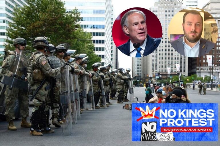 Texas Democrats call Abbott’s troop deployment a “Trump-pleasing stunt.” No Kings Rally