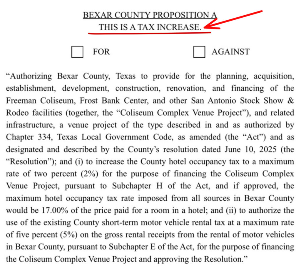 Bexar County Election Notice Published in Newspapers locally state, “This is a Tax Increase”, SA Observer 