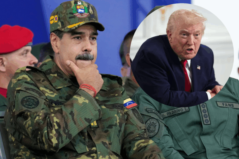 Venezuelan President Nicolas Maduro, left, and Donald Trump (in frame), right. (AP Photo/Ariana Cubillos)