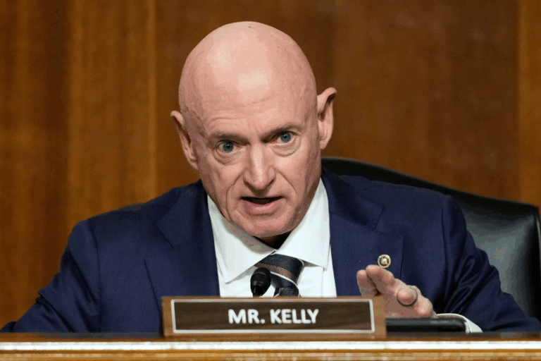 Sen. Mark Kelly, D-Ariz., speaks during a Senate Armed Services Committee at the Capitol in Washington, Tuesday, Jan. 14, 2025. (AP Photo/Ben Curtis, file)