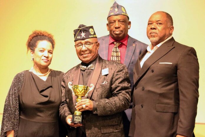 Fred Brock American Legion Post 828 was presented with the D2 Pathfinders for Progress Community Award during an awards program held at The Event Ballroom. Pictured left to right: Tiffany Jones-Smith, former District 2 Councilman and Post 828 Trustee Keith Toney, Sons of The American Legion Squadron 828 Adjutant Eddie Robinson, and Post 828 Trustee Michael Nathaniel. (Photo by: Benjamin Fleming)
