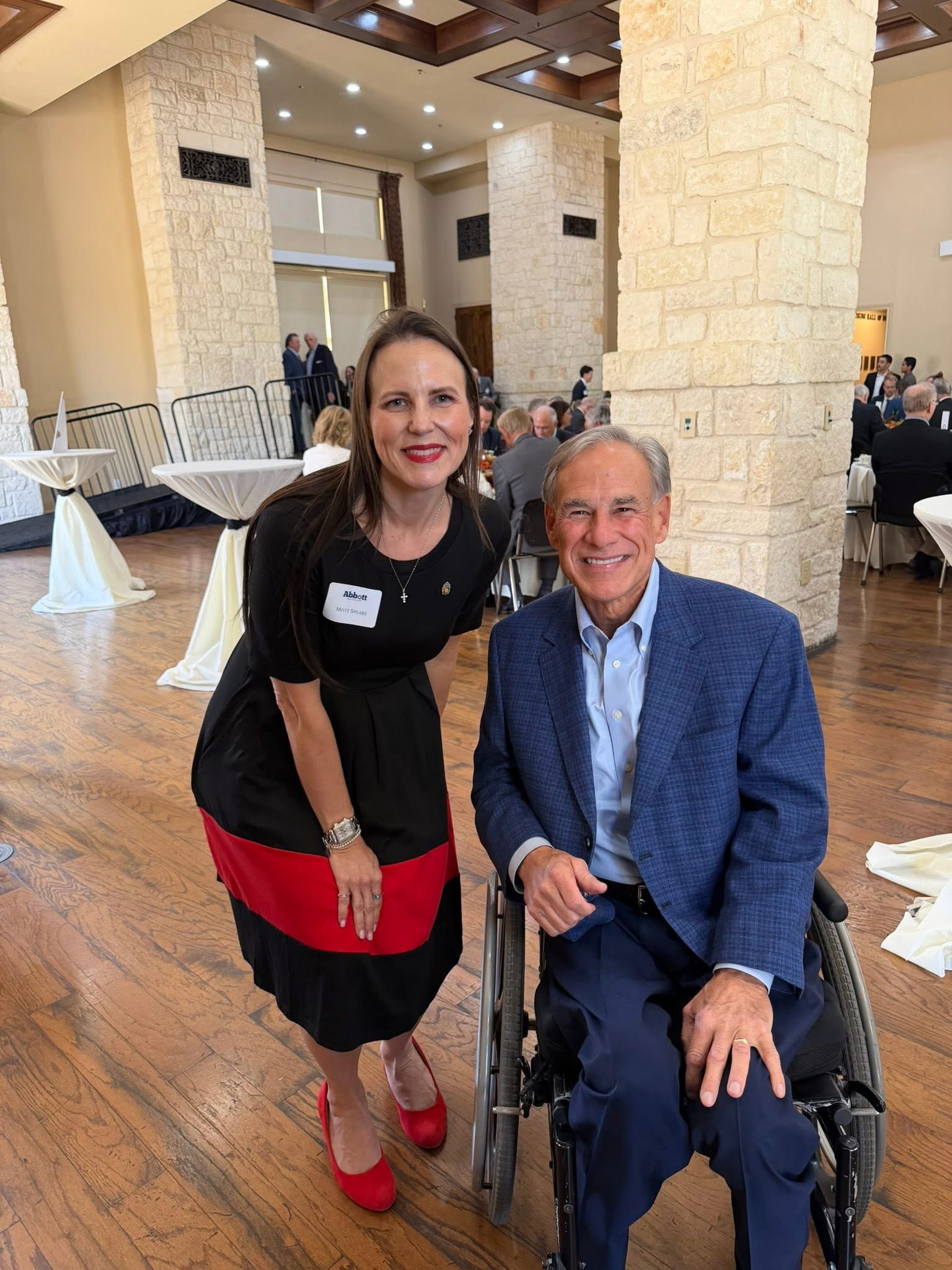 “It is a pleasure to see our governor and take a moment to talk about everything happening in San Antonio. Grateful for his leadership.”- Misty Spears FB