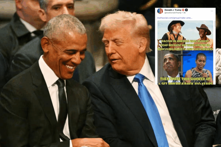 Former President Barack Obama speaks Thursday with President-elect Donald Trump.Roberto Schmidt / AFP - Getty Images