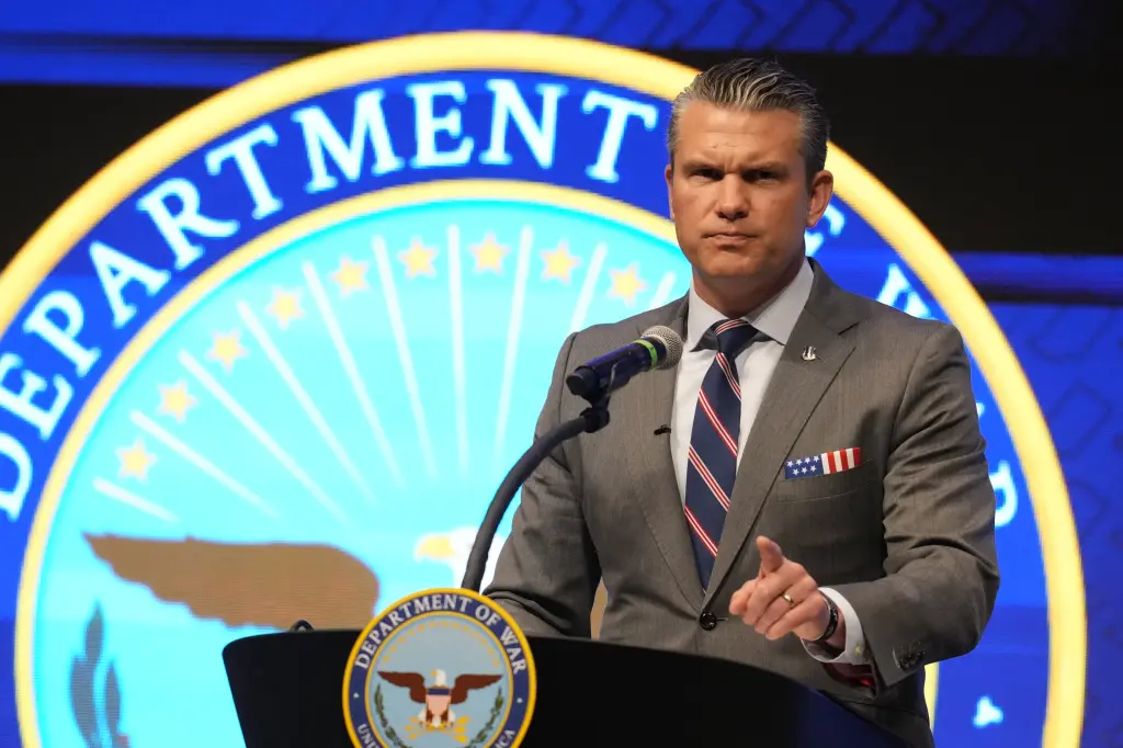Pete Hegseth heads the Department of War. AP