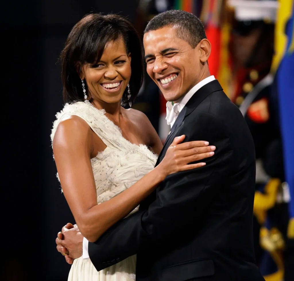 President Barack Obama and first lady Michelle Obama dance at the Obama Home States Inaugural Ball in Washington, Jan. 20, 2009. (AP Photo/Charlie Neibergall, File)
