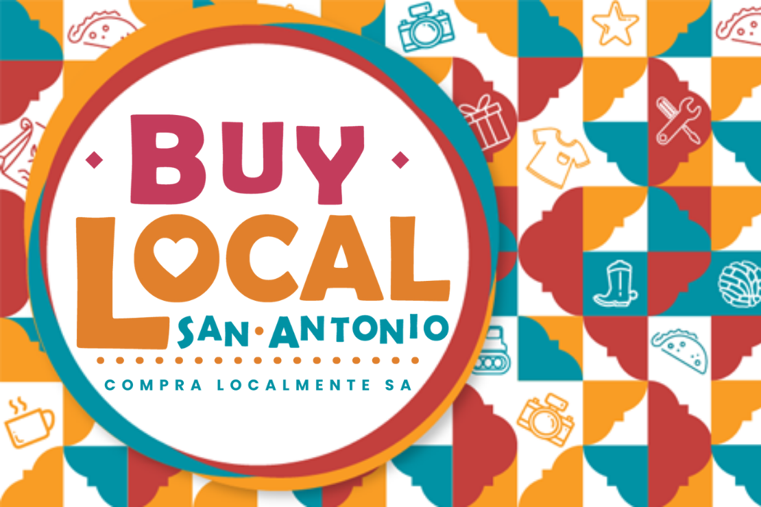 San Antonio Shop Local logo encouraging support for small businesses during the holiday season.