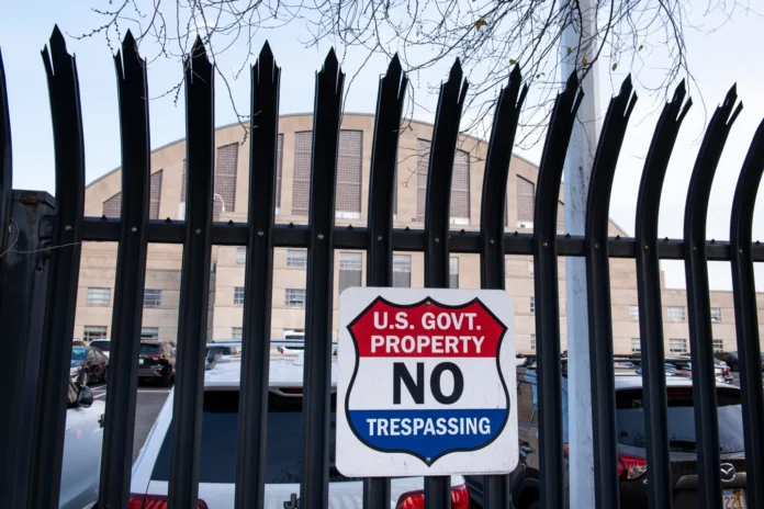 The D.C. Armory, where National Guard units are based, is seen a day after two National Guard soldiers were shot near the White House in Washington, Thursday, Nov. 27, 2025. (AP Photo/Cliff Owen)