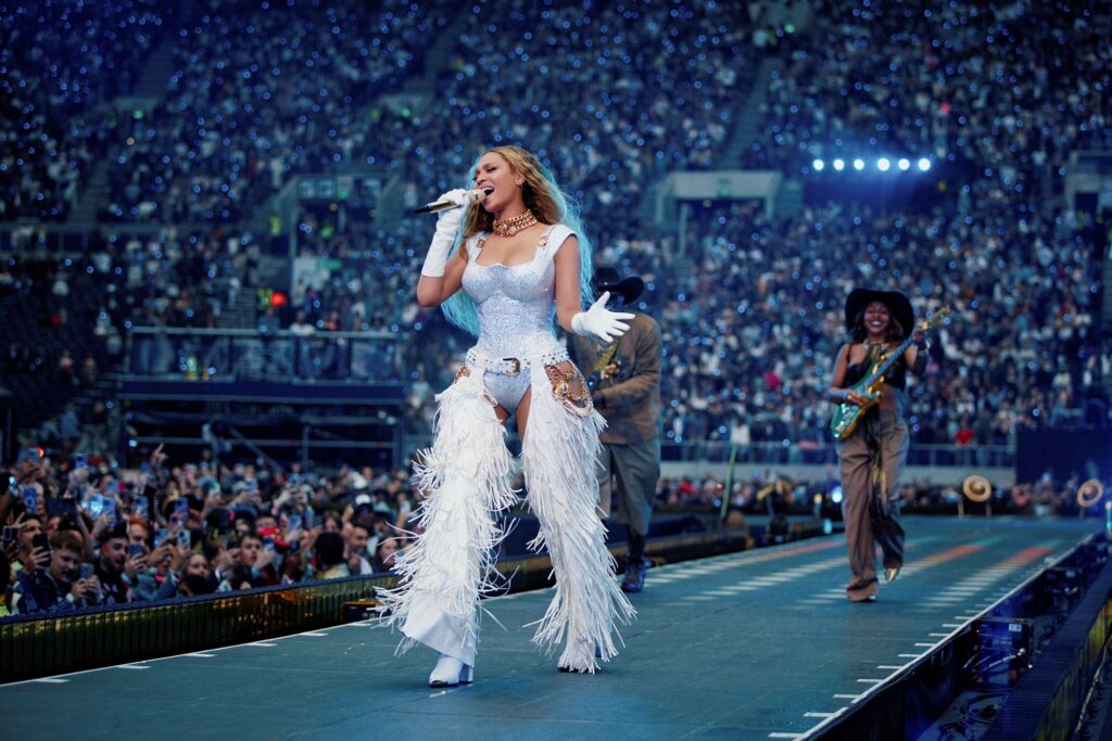 Beyonce performs during her Cowboy Carter Tour at Tottenham Hotspur Stadium in London on June 5. Parkwood Entertainment/Reuters