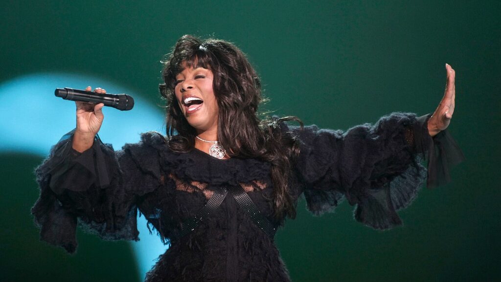 Donna Summer performs at the Nobel Peace concert in Oslo, Norway on Dec. 11, 2009. (AP Photo/John McConnico, File)