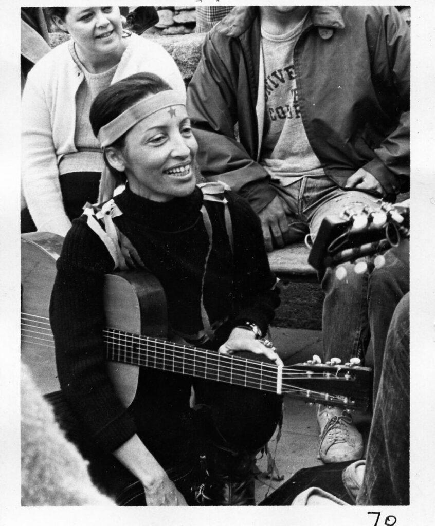 Betty Reid Soskin sits in a music circle in the Asilomar area of Monterey Bay in the 1960s, reflecting her lifelong connection to music, community and cultural activism. (Courtesy of Betty Reid Soskin)