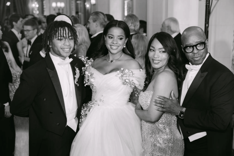 (L-R) Slater Vance, Bronwyn Vance, Angela Bassett, and Courtney Vance. Photo by: Morgan Amsellem, Vouge