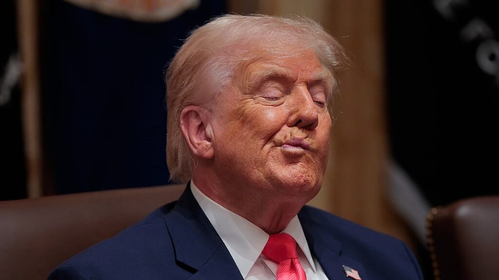 U.S. President Donald Trump attends a meeting of his Cabinet in the Cabinet Room of the White House on December 02, 2025 in Washington, DC. A bipartisan Congressional investigation has begun regarding Secretary of War Pete Hegseth's role in ordering U.S. military strikes on small boats in the waters off Venezuela that have killed scores of people, which Hegseth said are intended "to stop lethal drugs, destroy narco-boats and kill the narco-terrorists who are poisoning the American people.” (Photo by Chip Somodevilla/Getty Images)