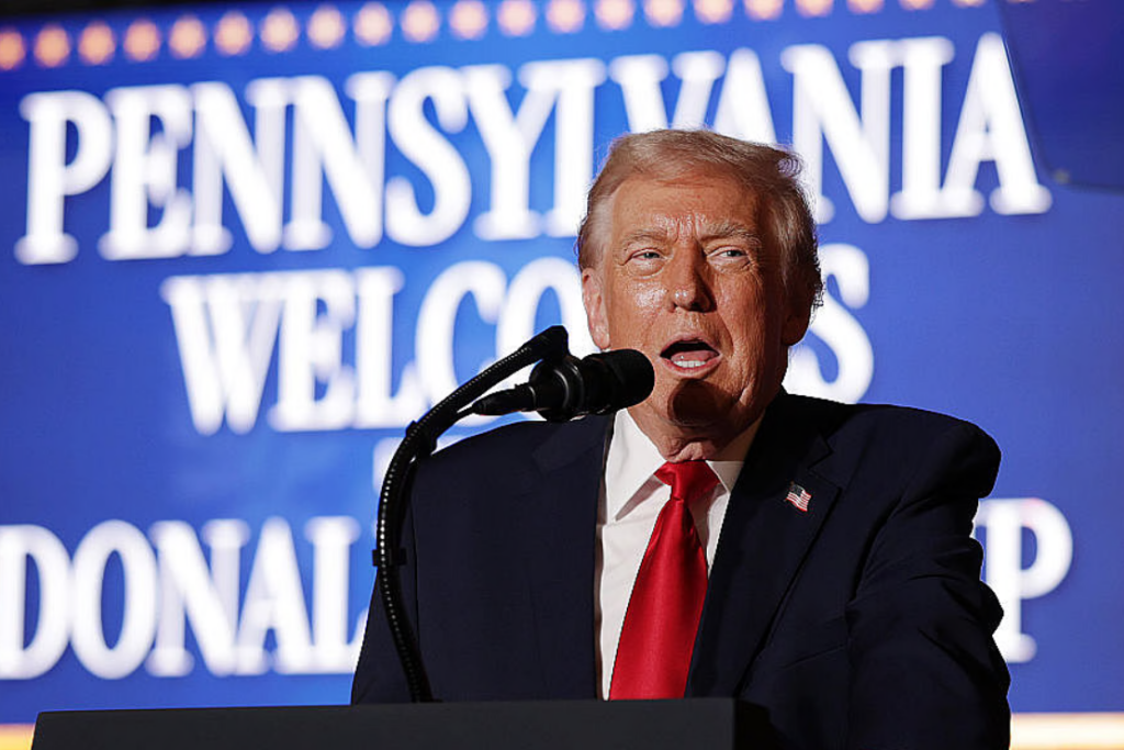 U.S. President Donald Trump delivers remarks during an event at Mount Airy Casino Resort on December 9, 2025 in Mount Pocono, Pennsylvania. (Photo by Alex Wong/Getty Images)