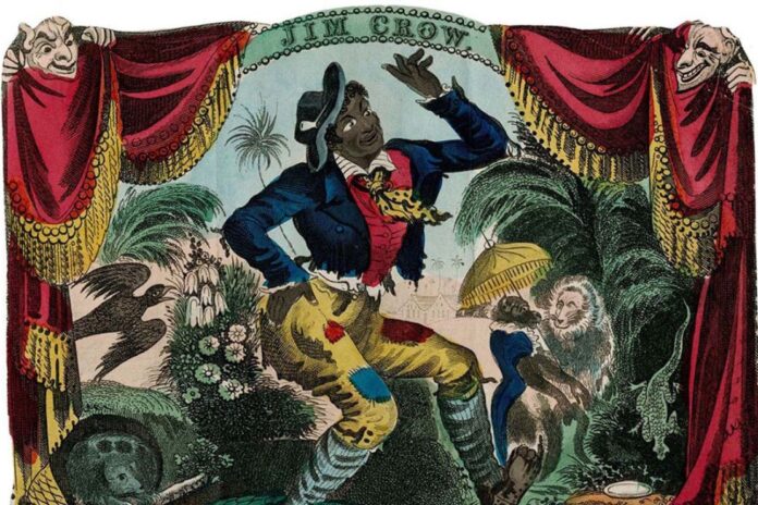 Thomas Rice playing Jim Crow in blackface Public domain image