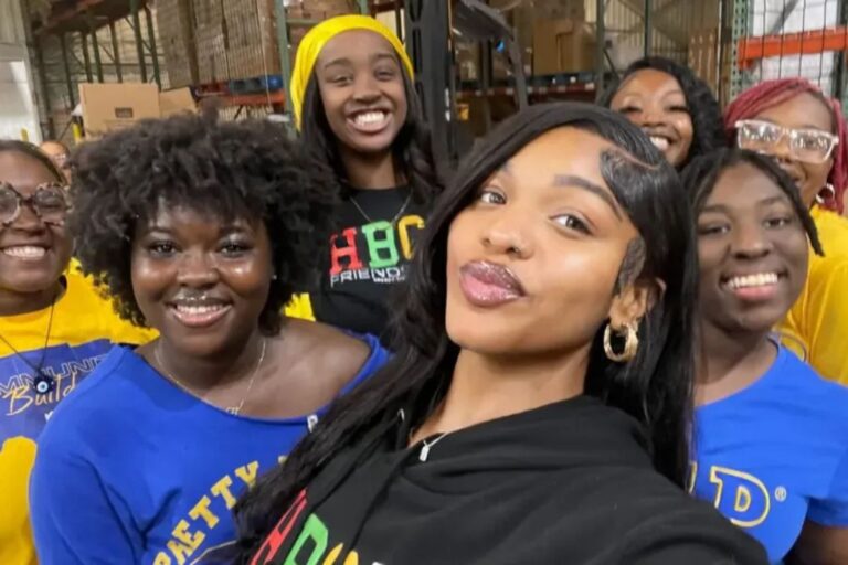 Student Ambassadors and Divine Nine Members volunteered at Second Harvest for Greeks Day of Service in October. (Courtesy of Destinee Kerr)