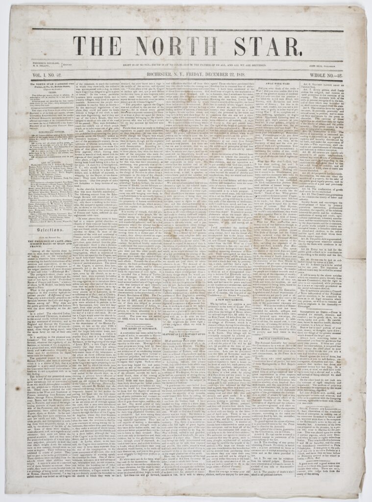 Copy of the North Star Issue, December 22, 1848. AAS Catalog Record