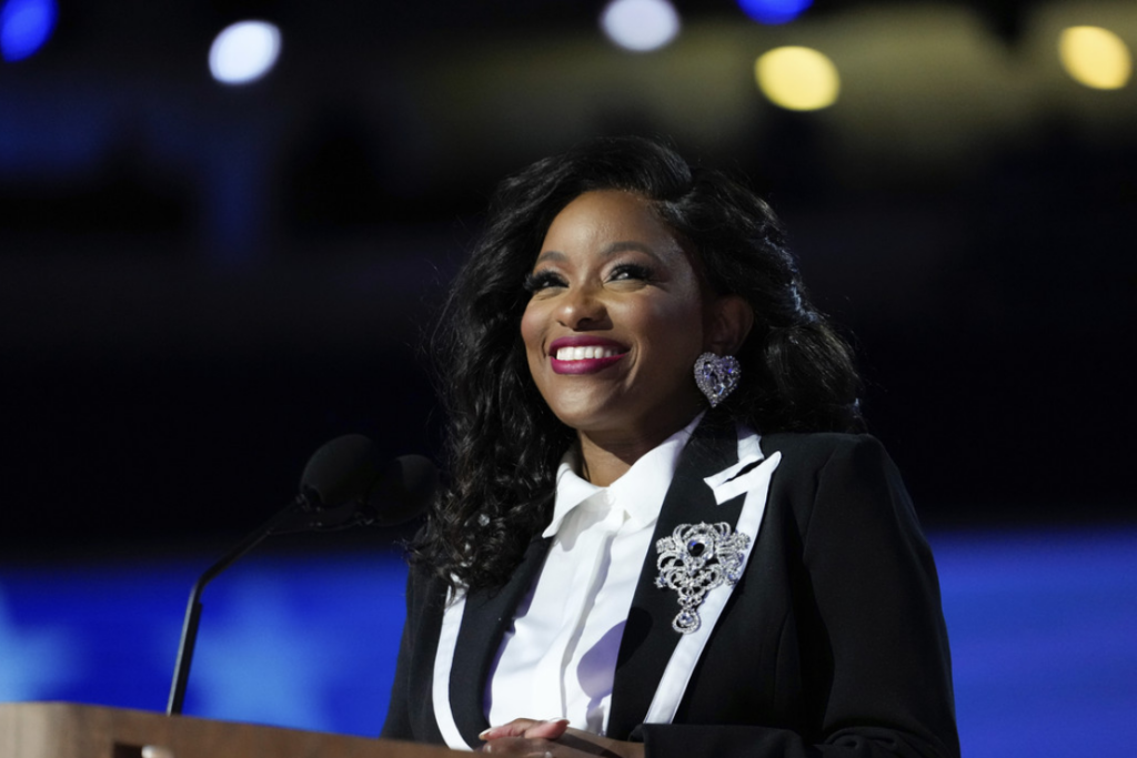 Rep. Jasmine Crockett (D-Texas) speaks during the Democratic National Convention on Aug. 19, 2024, in Chicago. | Paul Sancya/AP