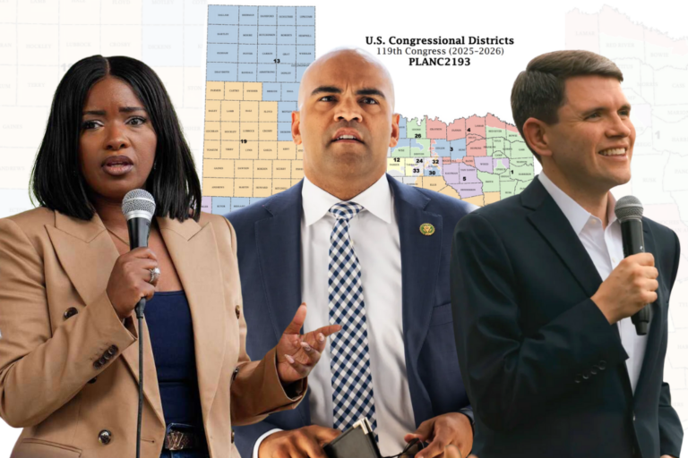 L-R) Jasmine Crockett, Colin Allred, James Talarico