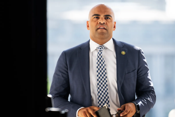 Rep. Colin Allred (D-Texas) arrives to the U.S. Capitol for the last votes of the week on Thursday, April 20, 2023. Tom Williams/CQ-Roll Call, Inc/Getty Images