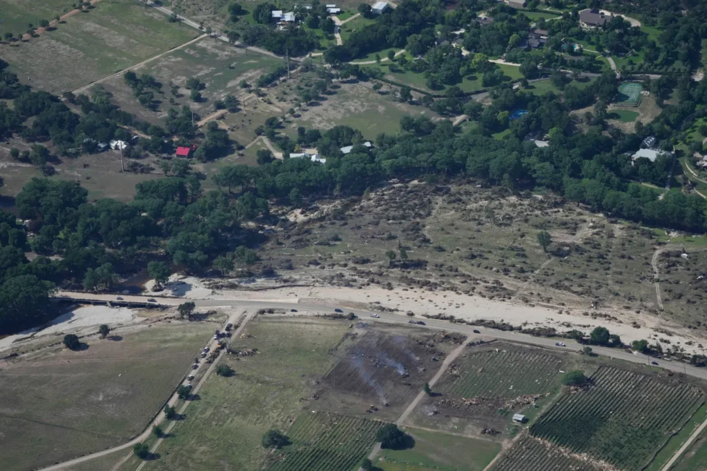 Damage is seen on July 8, 2025, near Hunt, Texas, after a flash flood swept through the area. (AP Photo/Ashley Landis, file)