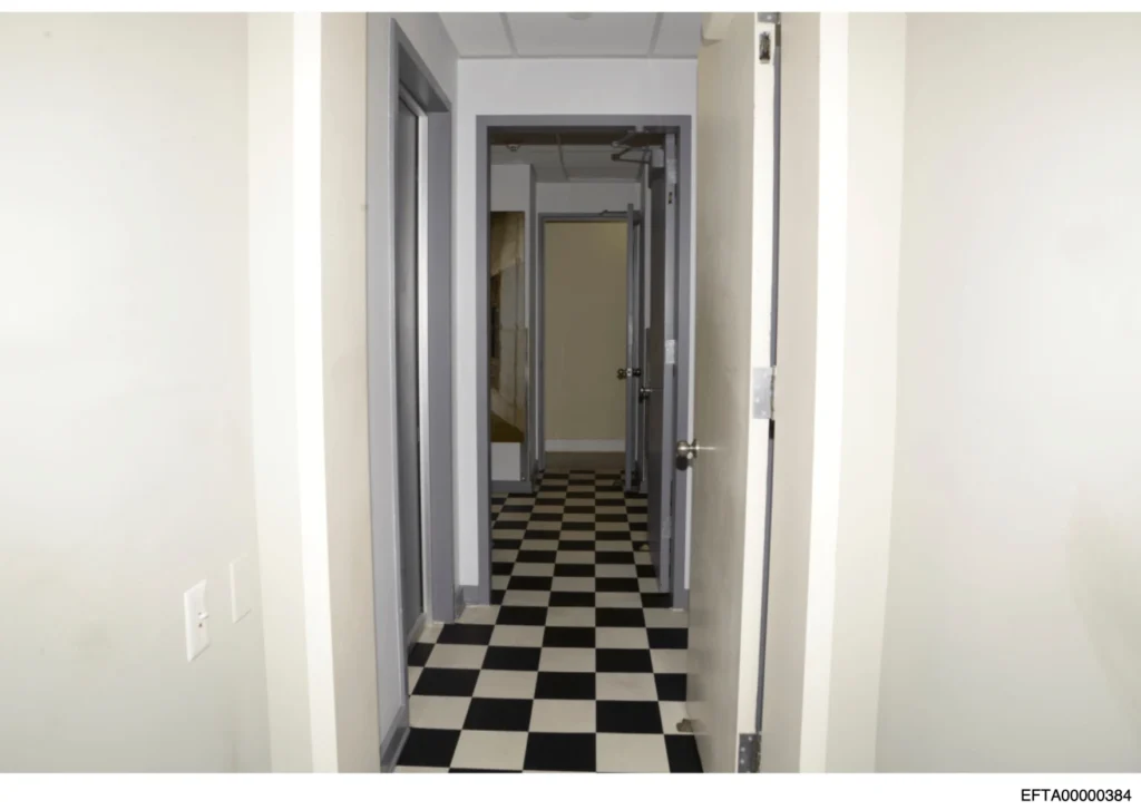 This photo released by the U.S. Department of Justice shows a hallway during a search of Jeffrey Epstein’s home on July 6, 2019, in New York. (U.S. Department of Justice via AP)