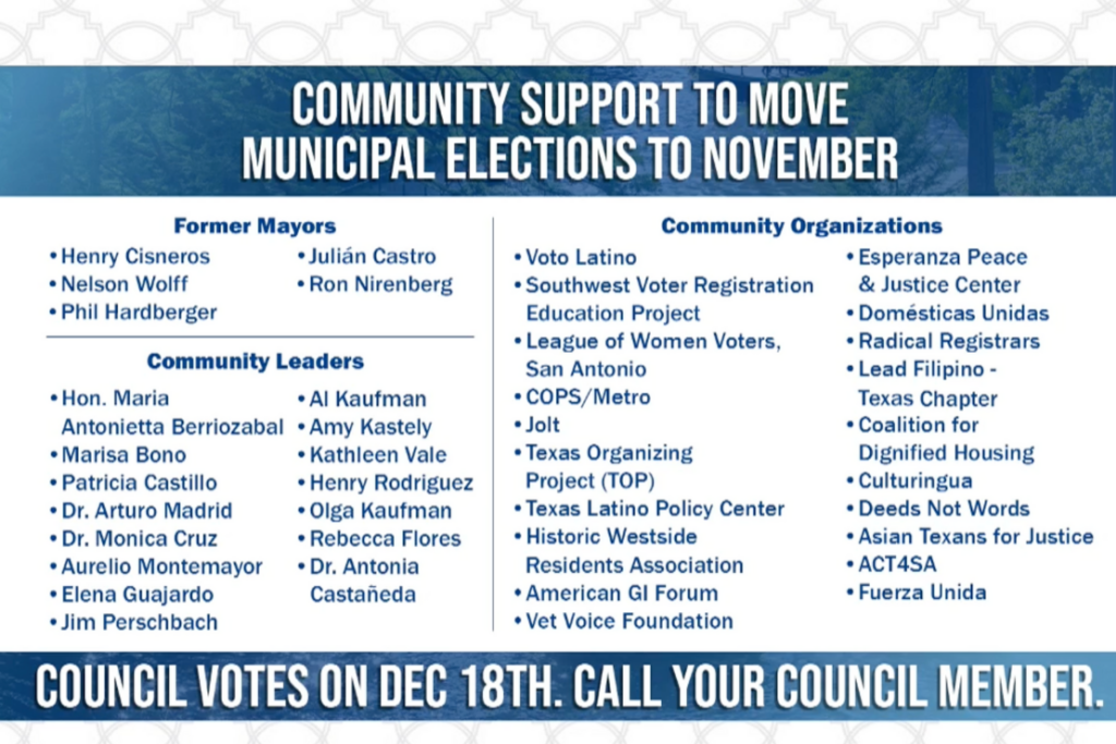 San Antonio City Council debates San Antonio election date change during December session