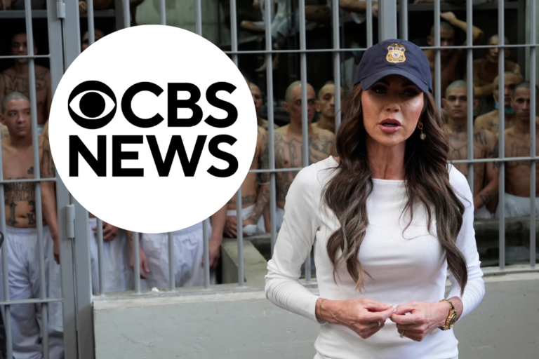 As prisoners stand looking out from a cell, Homeland Security Secretary Kristi Noem speaks during a tour of the Terrorist Confinement Center in Tecoluca, El Salvador, March 26, 2025. (AP Photo/Alex Brandon, File)
