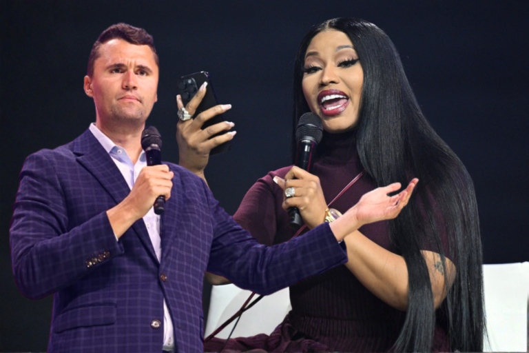 (L-R) Charlie Kirk and Nicki Minaj. Getty Images