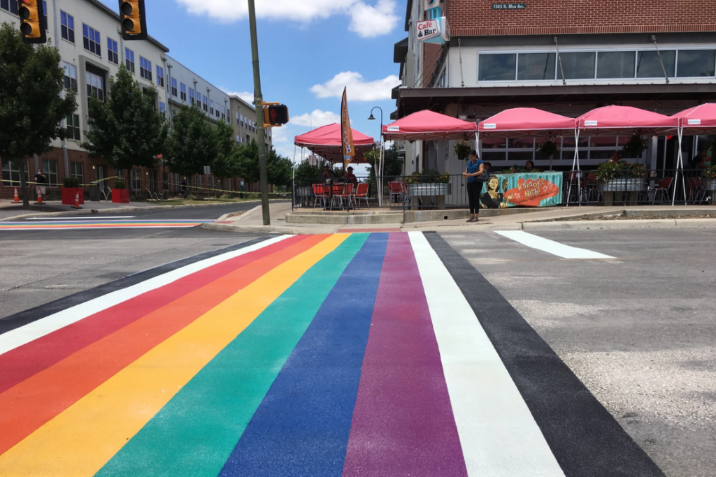 San Antonio Pride District crosswalk before they were remove