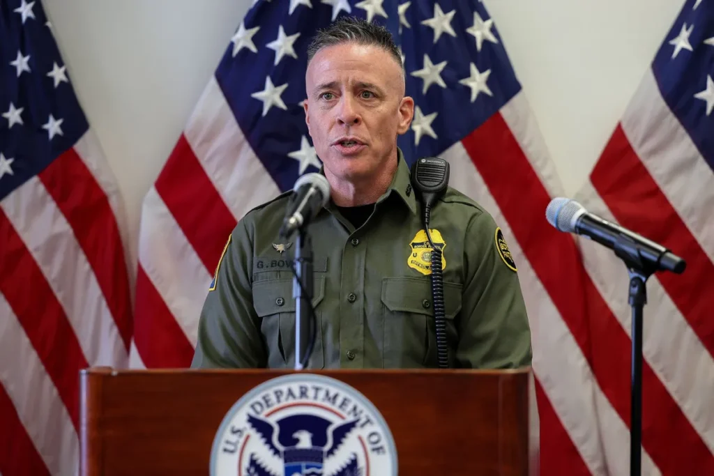 U.S. Border Patrol Sector Chief Gregory Bovino attends a press conference in Los Angeles on June 12, 2025. Photo by Aude Guerrucci, Reuters