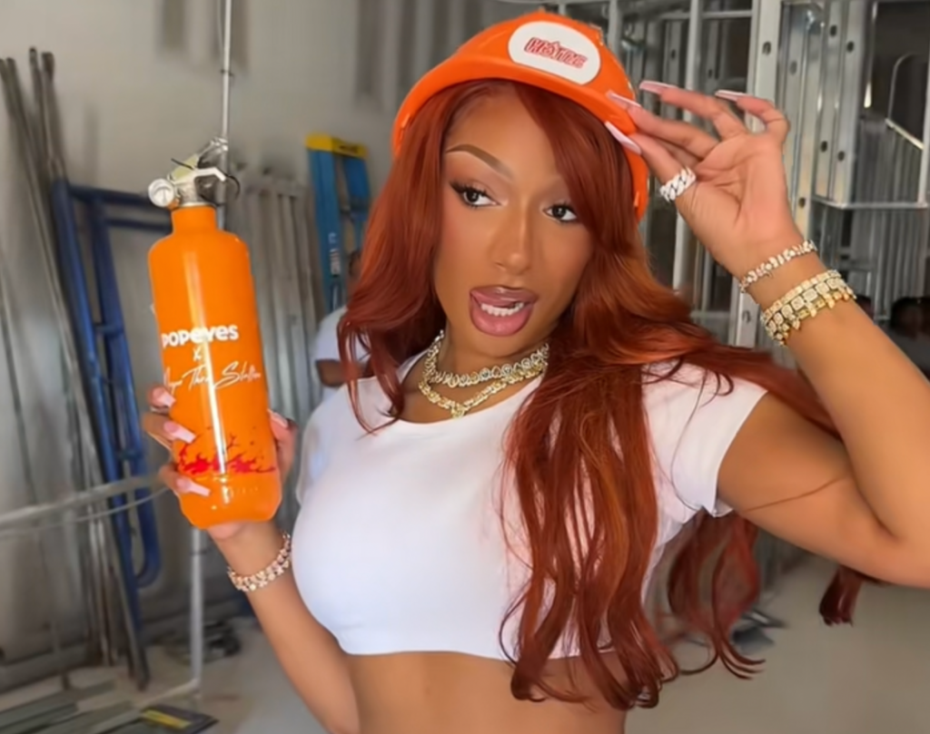 Megan Thee Stallion at the construction site of her soon-to-be Popeyes franchise in South Beach
Screenshot via TikTok/@megantheestallion