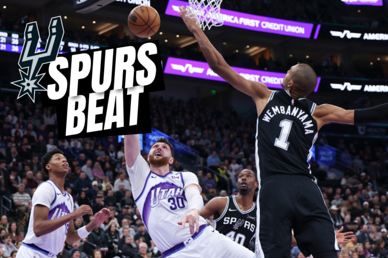 Utah Jazz center Jusuf Nurkic (30) shoots against San Antonio Spurs forward Victor Wembanyama (1) during the second half of an NBA basketball game, Thursday, Jan. 22, 2026, in Salt Lake City. (AP Photo/Rob Gray)