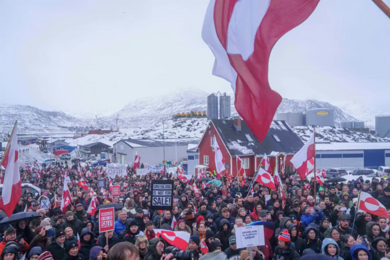 eople protest against Trump’s policy towards Greenland in front of the US consulate in Nuuk, Greenland, Saturday, Jan. 17, 2026. (AP Photo/Evgeniy Maloletka) President Donald Trump speaks during a signing ceremony in the Oval Office of the White House, Dec. 11, 2025, in Washington. (AP Photo/Alex Brandon, File) 5 of 7 | President Donald Trump speaks during a signing ceremony in the Oval Office of the White House, Dec. 11, 2025, in Washington. (AP Photo/Alex Brandon, File) A boy holds a crossed out map of Greenland topped by a hairpiece symbolizing U.S. President Donald Trump, during a protest against Trump's policy towards Greenland in front of the US consulate in Nuuk, Greenland, Saturday, Jan. 17, 2026. (AP Photo/Evgeniy Maloletka) 6 of 7 | A boy holds a crossed out map of Greenland topped by a hairpiece symbolizing U.S. President Donald Trump, during a protest against Trump’s policy towards Greenland in front of the US consulate in Nuuk, Greenland, Saturday, Jan. 17, 2026. (AP Photo/Evgeniy Maloletka) A crowd walks to the US consulate to protest against Trump's policy towards Greenland in Nuuk, Greenland, Saturday, Jan. 17, 2026. (AP Photo/Evgeniy Maloletka) 7 of 7 | A crowd walks to the US consulate to protest against Trump’s policy towards Greenland in Nuuk, Greenland, Saturday, Jan. 17, 2026. (AP Photo/Evgeniy Maloletka)