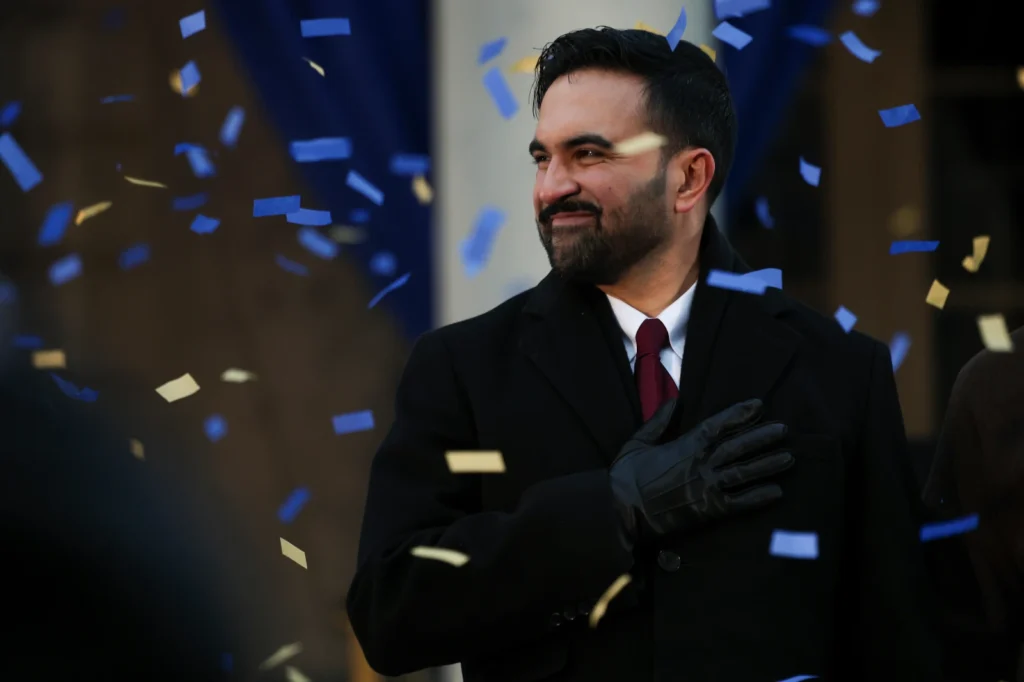 Mayor Zohran Mamdani reacts after speaking during his inauguration ceremony, Thursday, Jan. 1, 2026, in New York. (AP Photo/Heather Khalifa)