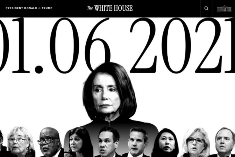 White House January 6 webpage defending Trump and accusing Democrats of staging the insurrection