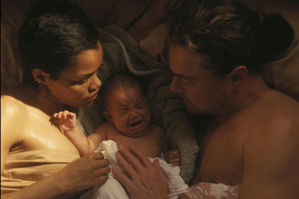 Perfidia (Teyana Taylor) and Bob (Leonardo DiCaprio) have very different responses to life with an infant.